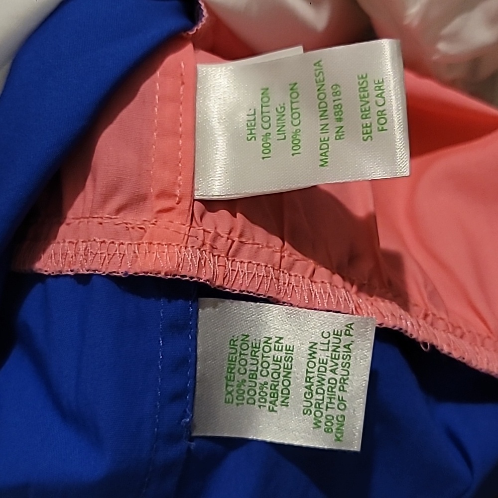 Lilly Pulitzer Emie babydoll Ruffle Top Neon pink, Blue & White Size 10 NWT - Picture 6 of 6